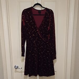 Warner Bros. Dark Red Long Sleeve Velvet Dress- Harry Potter